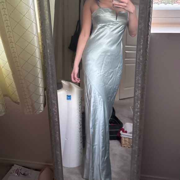 Reformation Aquamarine Silk Dress - Picture 5 of 7